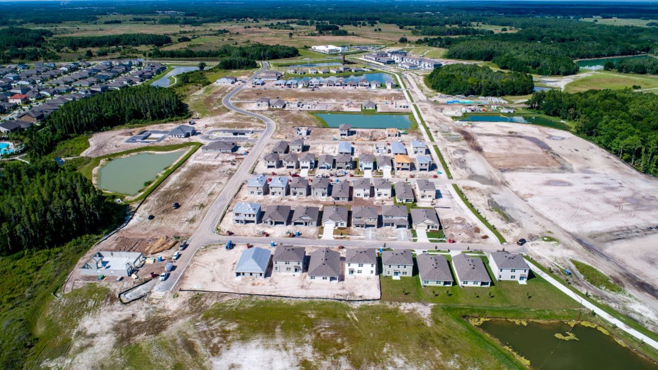overhead drone imaging of Union Park civil engineering development site