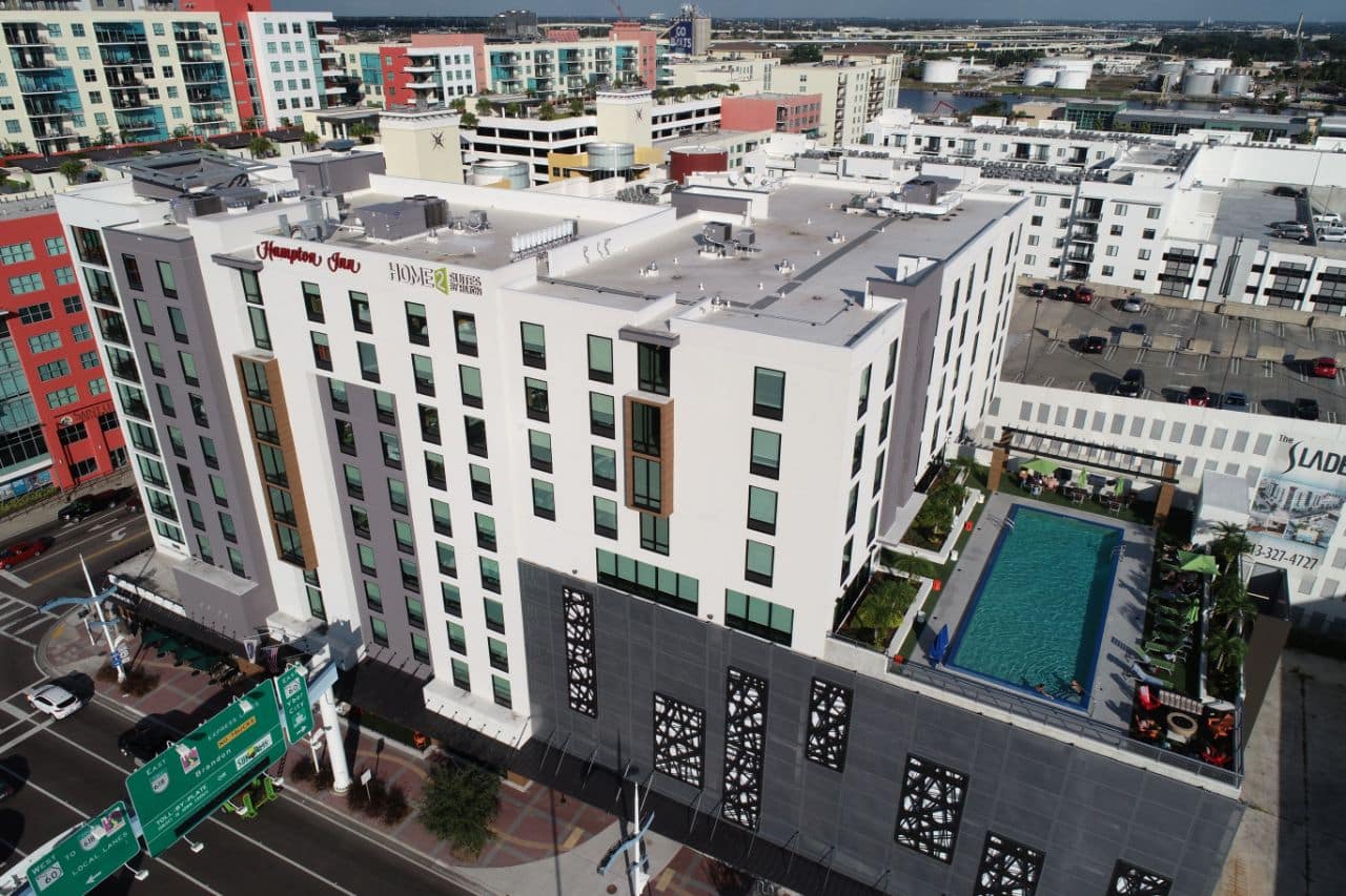 overhead drone imaging of hampton inn civil engineering project