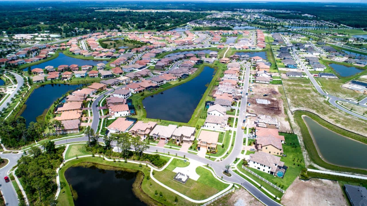 Waterleaf housing development viewed at a much lower angle